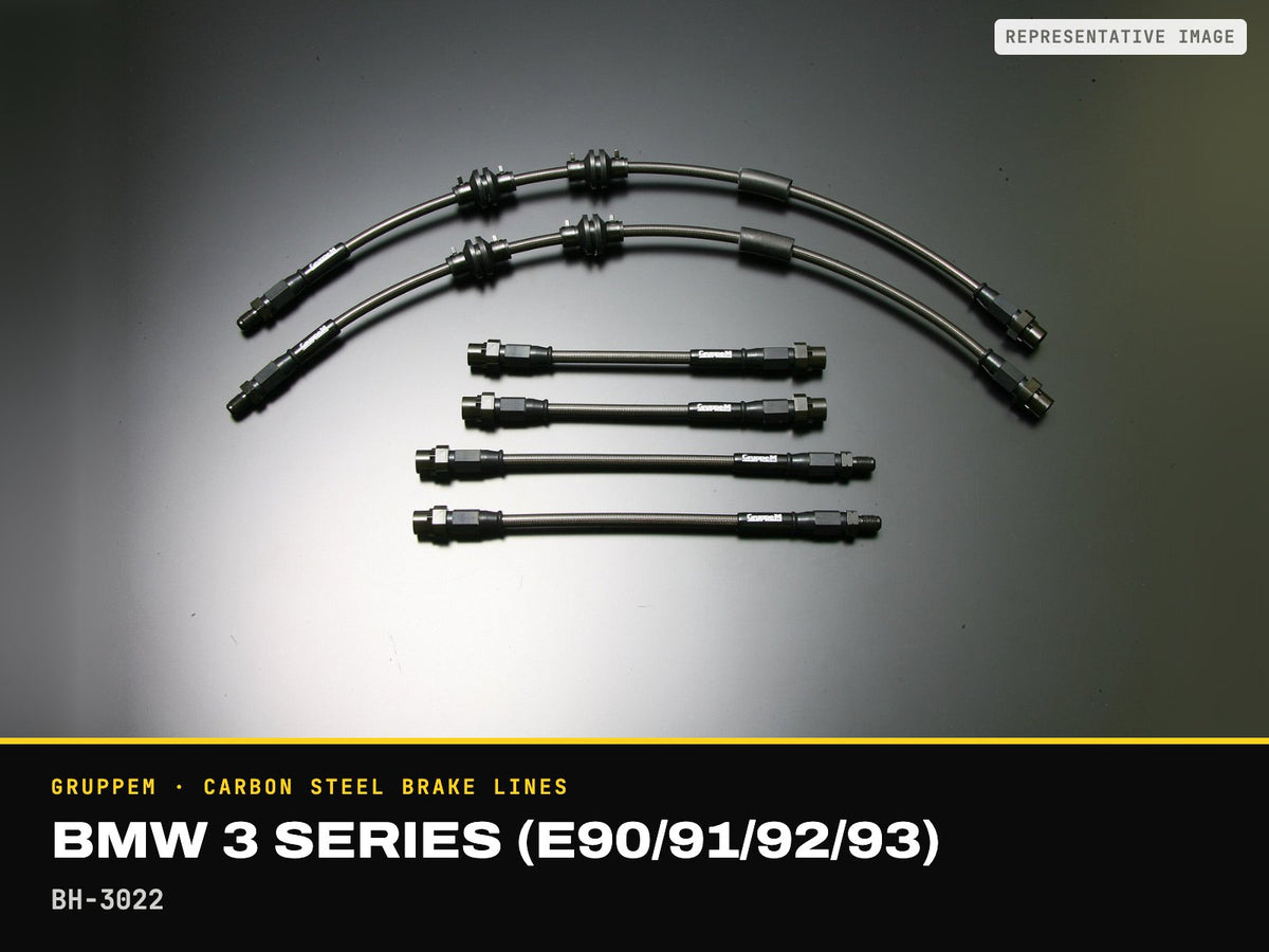 GruppeM Carbon Steel Brake Lines — BMW 3 Series (E90/91/92/93) · BH-3022 (representative image)